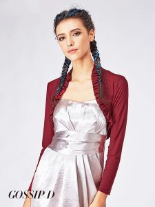 GOSSIP.D | Womens Slim Fit Long Sleeve Open Cardigan Summer Thin Short Shoulder Pad Skirt Strap Top Ultra Short Length Air Conditioning