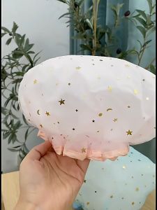 【Buy 1 Free 1】Double-layer Kitchen Lady Light Oil Fume-proof Cap Shower Cap Waterproof Adult Women Shower Bath Cap Shampoo Cap Cute Glitter