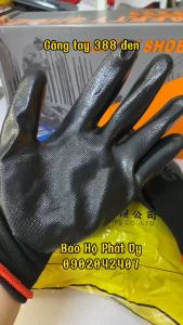 Găng Tay 1 Mã 388 Phủ Cao Su -găng tay bảo hộ lao động_ găng tay lao động phủ sơn MÀU ĐEN- 1 ĐÔI