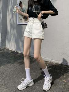 Spring/Summer 2022 New Arrival Curling Denim Shorts Female High Waist Loose A- line Super Short Shorts Thin Slimming Easiest for Match Tide