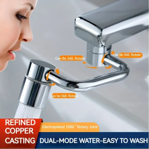 1pc 1080° Swivel Stainless Steel Faucet Extender Universal Splashproof Dual Spray Mode Bathroom Sink Accessories with Adapter