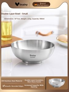 Snainy | Food Grade Stainless Steel Anti-Heat Double Layer Bowl