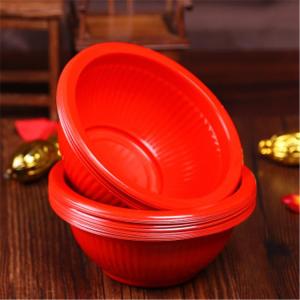 Red Bowl Disposable Plastic Tableware 345ml Thickened round Wedding Supplies 20 Pieces Set Catering Restaurant Banquet Supplies