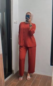 Kakeko set piyama kakak lengan panjang busui rayon twill premium warna polos