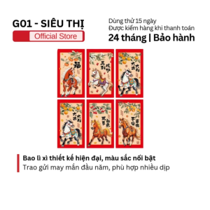 Set 6 bao lì xì M8 thiết kế sáng tạo mang tài lộc năm mới giấy dày in sắc nét cầm chắc tay