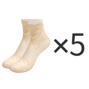 5 Pairs Women Lace Thin Transparent Socks Summer Flower Invisible Ruffle Sock Mesh Breathable Fashion Female Ankle Socks