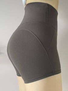 High-Waist Yoga Shorts Mini Head No-Show Fitness Pants Breathable Quick-Dry Ultra-Elastic Nylon Three-Inch Shorts for Women