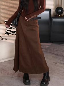 Elegant Ladylike High Waist Straight Leg Midi Skirt Womens Fashion Slimming Ageless Mid-Length Skirt for plus Size