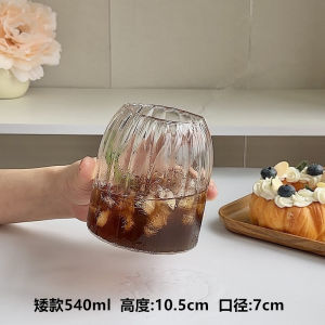 Retro Vertical Striped Fortress Glass Cup High Temperature Resistant Large Capacity for Coffee Tea Water Resistant to Thermal Shock