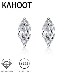 A pair of 925 silver 1 carat marquise moissanite simple temperament mens and womens couple earrings