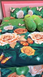 SPREI RUMBAI MOTIF SUNNY ROSE CANTIK BAHAN KATUN HALUS UK 180X200 / SPREI KARTUN / SPREI HOMEMADE MURAH BERKUALITAS