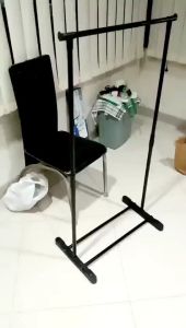 Stand hanger single rak pakaian serbaguna tanpa roda HITAM (ASTER SINGLE  POLE)