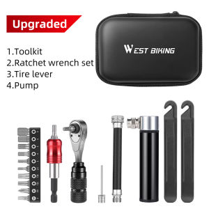 West Biking | WEST BIKING Portable Bike Repair Toolkit Multifunctional Aluminum Alloy Bike Repair Tools Magnetic High Strength Ratchet Wrench