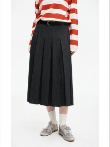Asymmetrical Pleated Grey Half Skirt