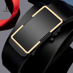LouisWill Mens Belt Men Fashion Business Belt Genuine Leather Belt Second-layer Cowhide Automatic Buckle Belts Brand Luxury High Quality Strap Leisure Casual Belt Male Waistband for Men