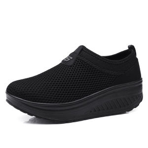 Womens Casual Thick Bottom Breathable Mesh Slip-On Shoes Comfortable Spring Summer Autumn Work Shoes Fashionable round Toe