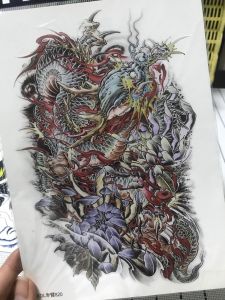 -มังกร #สติกเกอร์ลายสักกันน้ำขนาด21*15ซม.