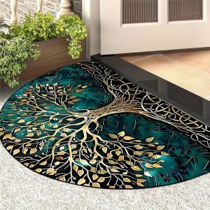 VIKAMA Life Tree Half-Circle Welcome Floor Mat Anti-Slip Living Room and Bedroom Carpet Entrance Floor Mat Home Decoration
