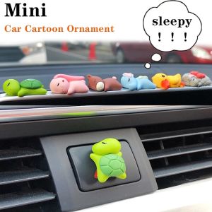 6pcs Cute Sleeping Animal Car Dashboard Ornaments Mini Cartoon Toy Car Motorcycle rearview mirror Paste Ornament Pendant Decor