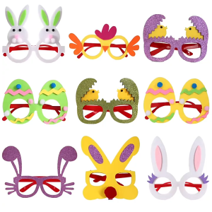 Kids Easter Party Bunny Egg Glasses Frame Photo Booth Props 2026 Happy Easter Party Decoration Kids Birthday Favors Supplies