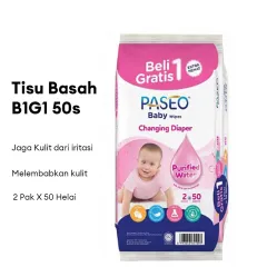 Paseo Baby Wipes Buy 1 Get 1 50 Sheet | Tisu Basah | Tisu Basah Ganti Popok | BPOM | HALAL | Buatan Lokal