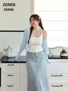 ZHANGDAREN | Bộ Đồ Giảm Cân Cho Phụ Nữ Kích Thước Lớn Kiểu Hàn Quốc Áo Jean Và Chân Váy