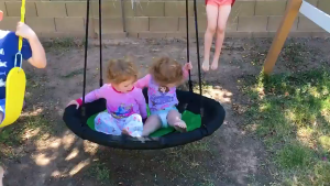 Adjustable Kids Outdoor Swing with Durable Frame and Colorful Rope - 100cm Diameter