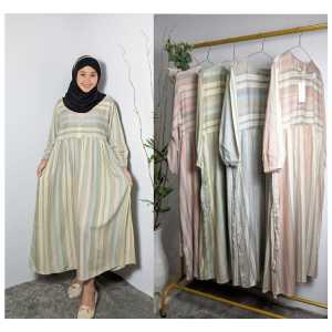 MIDI dress murah motif kotak salur