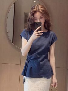 YIKEMAI | Oversized Waist-Cinching Short Sleeve T-shirt