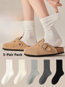 Miiow | White Womens Socks Anti-Odor Cotton Elasticity Medium Tube No-Cuff Comfortable Spring Autumn Season Cat Person MiiOW Socks