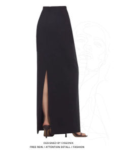 High Waist Classic Black Long Asymmetrical Skirt plus Size Womens Fashion Spring Autumn Winter Straight Cut A-Line Skirt