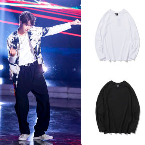 เสื้อยืดคอกลมแขนยาวผ้าฝ้ายแท้ ทรงหลวม สำหรับทั้งชายและหญิง ทรงหลวม สไตล์ฮ่องกง สีสันสดใส แฟชั่นฤดูใบไม้ร่วง