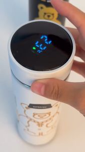 Bình nước giữ nhiệt Inox 500ml có LED cảm biến đo nhiệt độ trên nắp bình Bình đựng nước học sinh