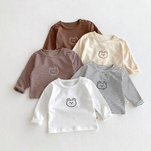 Adorable Baby Cotton Long Sleeve T-shirt Spring Autumn Cartoon Print Underwear Top Children Pure Cotton Inner Wear Shirt