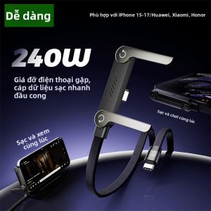 NUOPUCHI | Dây Cáp Dữ Liệu Đôi Type-C Uốn cong Sạc Nhanh 240W