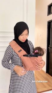ARS Collection Gendongan Bayi Instant Waffle Premium Gendongan Mshape All Size Dengan Saku