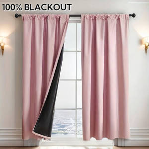 1pc 100% Blackout Curtain with Black Backing Multi-Color Thermal Insulated Rod Pocket Drapes for Bedroom Living Room Home Decor
