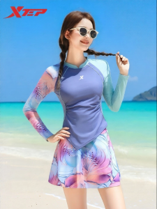 XTEP | Slimming Conservative Dress Style Long Sleeve Swimsuit