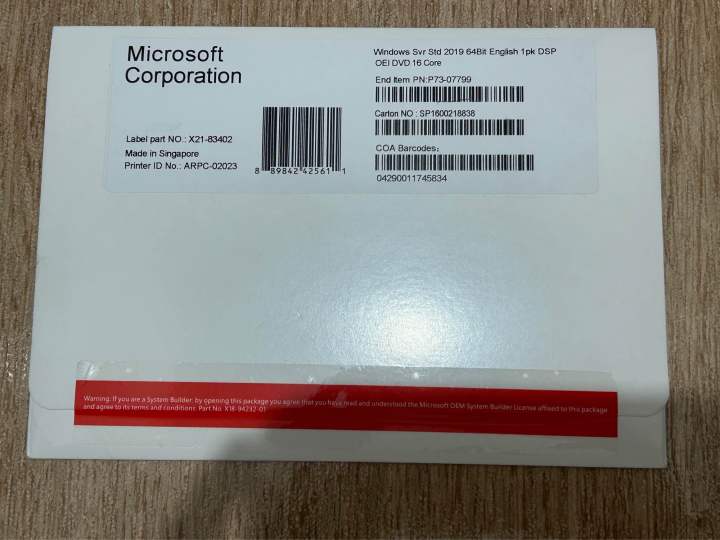 Windows Server Standard 2019/2022/2025 64bit English OEI DVD 16 CORE ...