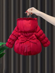 Thickened Cotton Jacket Winter Clothes for Girls Baby New Year Warmth Small Childrens Clothing Korean Style Mixed Fabric Coat