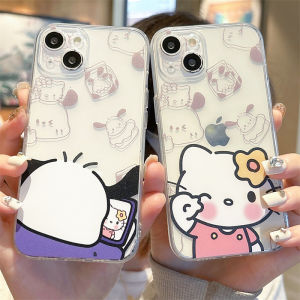 Creative Couples iPhone Case Cartoon Kitty Cat Anti-Fall Protective Cover for Apple 13 pro Max 14 plus 12 Mini New 11 17/XR 8 plus 7/6