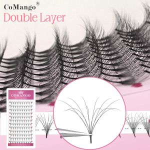 Automatic Flower 6D Fluffy Double Layers CD Curl Pointy Base Fan Eyelashes Extension Russian Volume Lash Soft Silk Fan Cosmetics