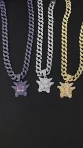 Kalung Gaya Hip Hop Berlian Imitasi Kalung Hip Hop Necklace Monster Kecil Liontin Kalung Anime