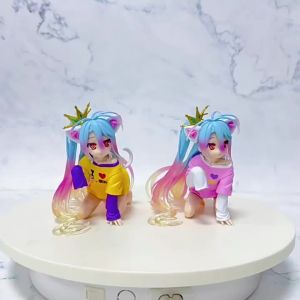 Bandai | No Game No Life Anime Figure Desktop Cute Cat Ear Shiro Action Figure Room Decorations PVC Adult Collection Model Doll Toys