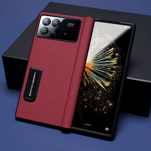 Ultra-Thin Genuine Leather Xiaomi MixFold4 Phone Case Full Cover Foldable Screen Anti-Fall Protective Shell with Stand Business Style