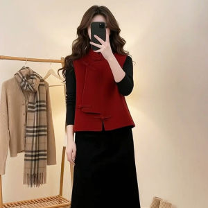 MANWUJINGLING | Chinese Style Red Vest Women