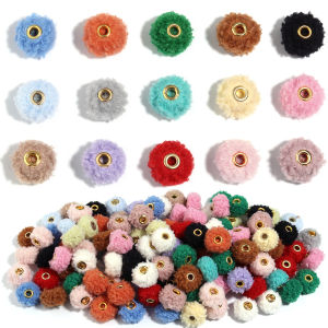 10pcs/lot Lamb Teddy Hair Covered Ball Beads Colorful Plush Fur Ball Beads For DIY Jewelry Making Necklace Earrings Key Chain