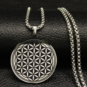 Stainless Steel Flower of Life Necklaces Pendants for Women/Men Sacred Geometry Ancient Egyptian Jewelry fleur de vie N734S02