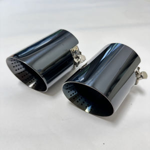 1pcs ท่อไอเสีย electroplated สแตนเลสสีดําความยาว 120 มม.ขนาดใหญ่ 114 มม.เปิดรถท่อไอเสียระบบ AK รถท่อไอเสีย