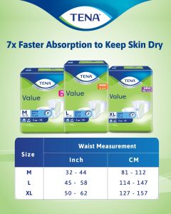TENA Value Tape M 10s / L 8s/ XL 8s Adult Diaper